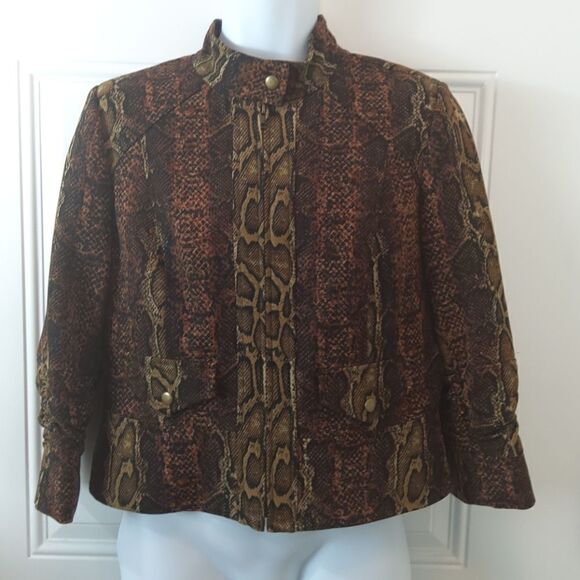 Peck & Peck animal print zippered front jacket - Picture 1 of 14